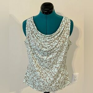 Calvin Klein Light Teal and taupe Cowl neck Business Shell Stretchy size Large